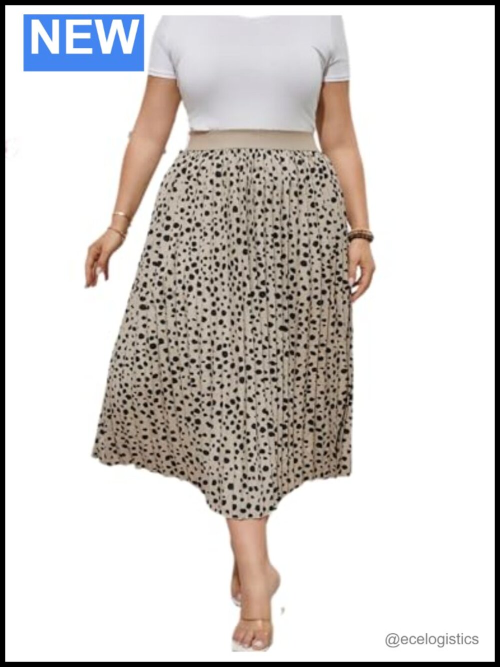 Plus Size Pleated Midi Maxi Skirt A-Line 100% Polyester